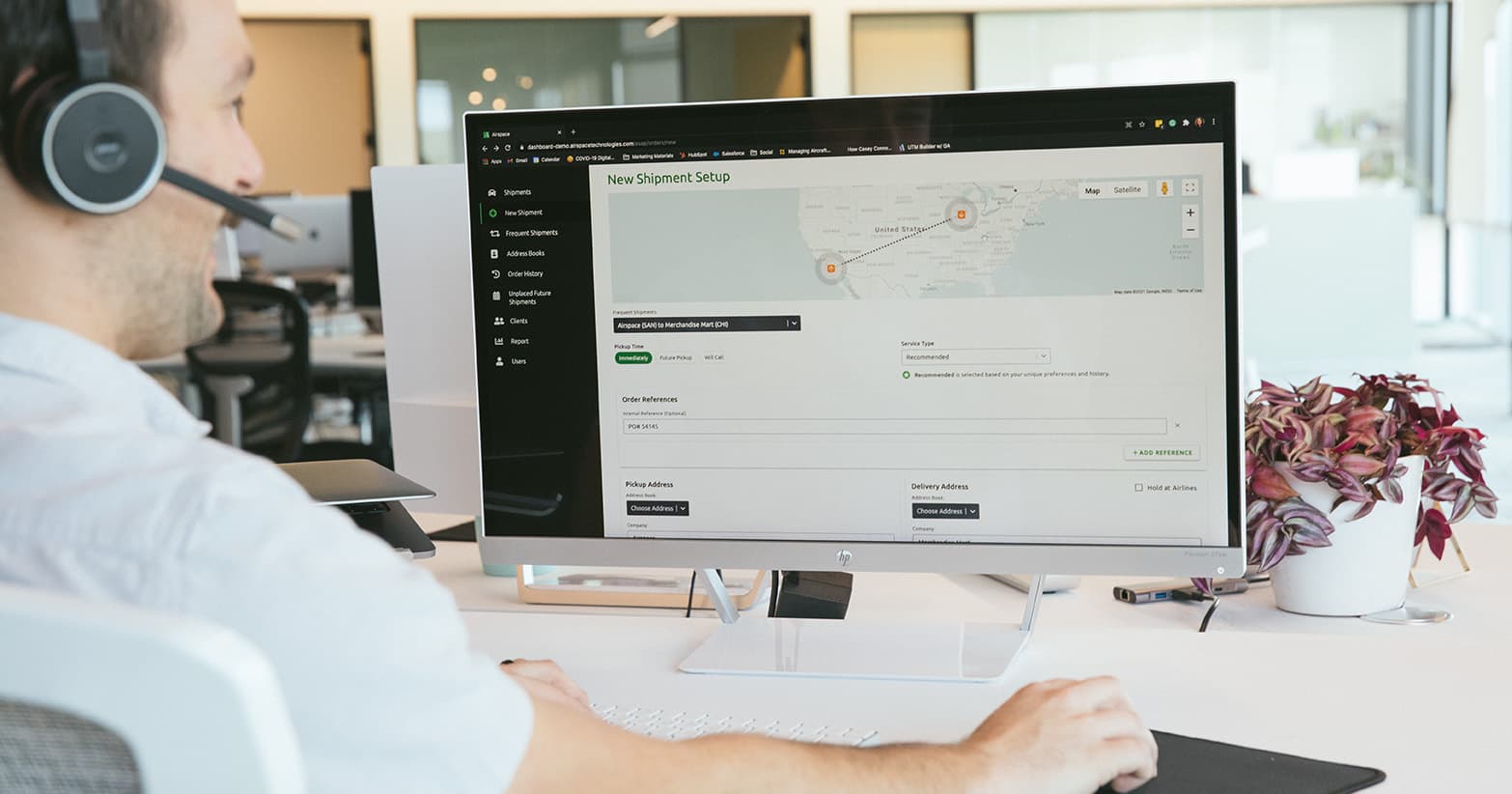 Man at computer with Airspace software