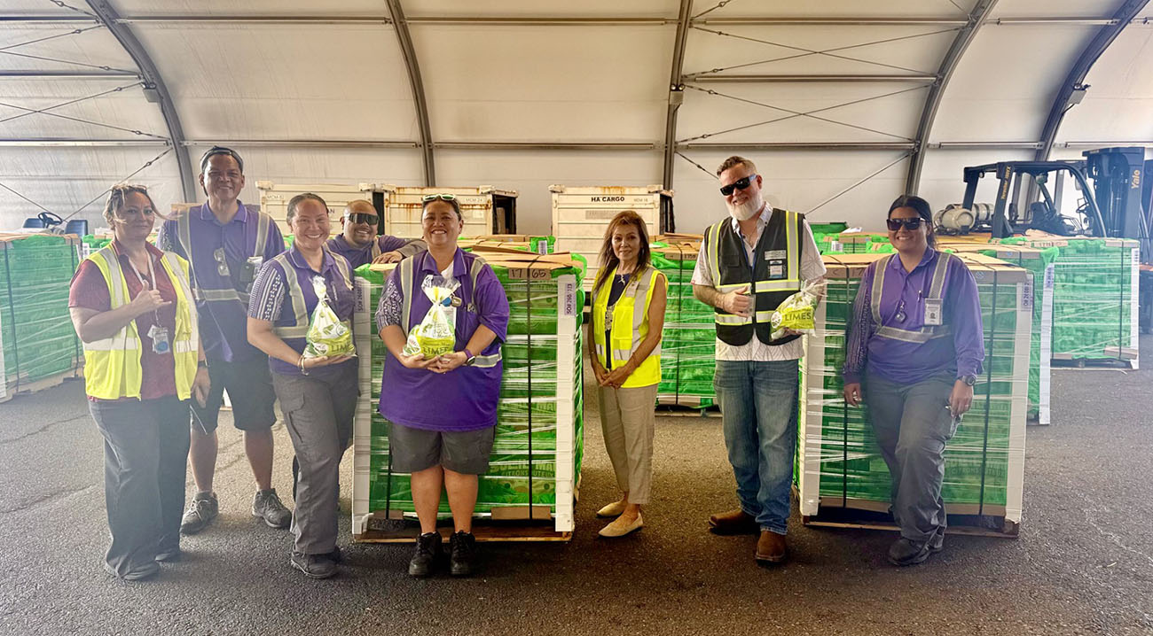 Hawaiian Air Cargo and Mahi Pono team members in Maui